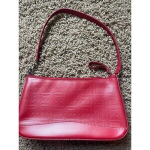 Nine West Red Faux Leather Small LogoHandbag Zip Closure Lined Classic 10 x 5.5